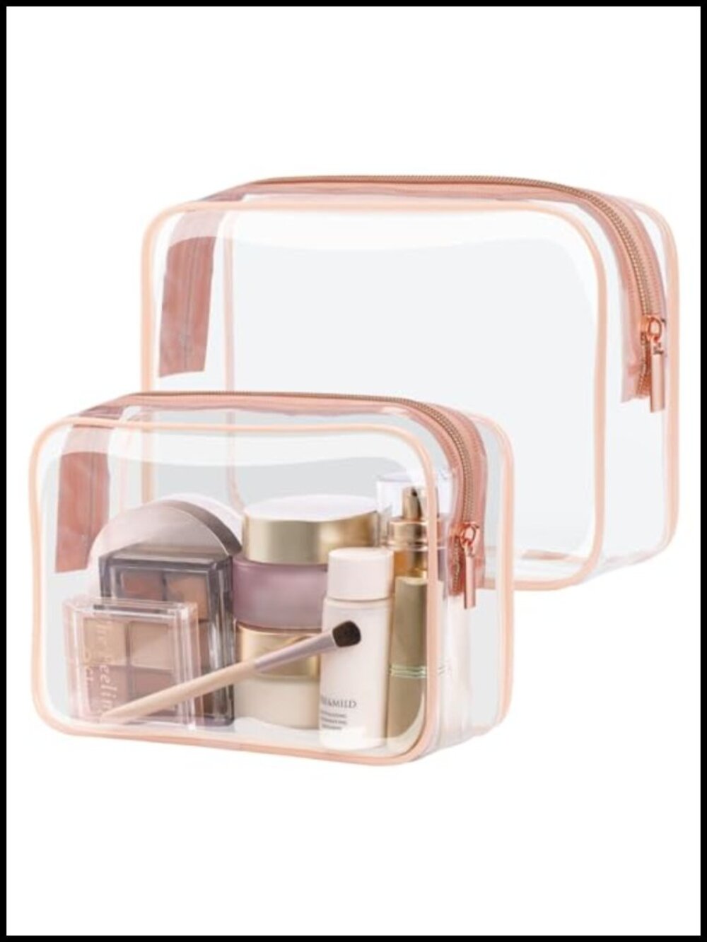 Clear PVC Toiletry Bag Set TSA Approved Travel Cosmetic 2 Pack